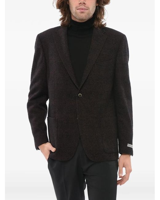 Corneliani Black Glen Plaid Single-Breasted Blazer for men