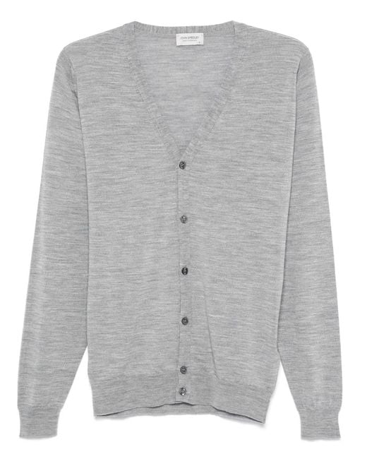 John Smedley Gray V-Neck Cardigan for men