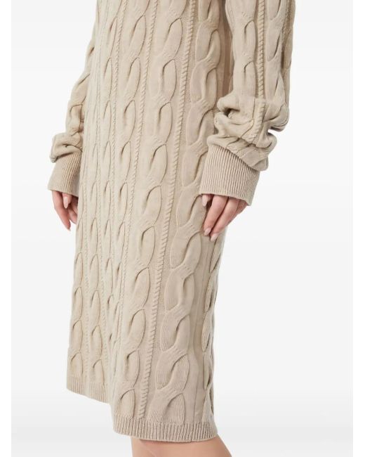 Max Mara Natural Cable-Knit Off-Shoulder Midi Dress