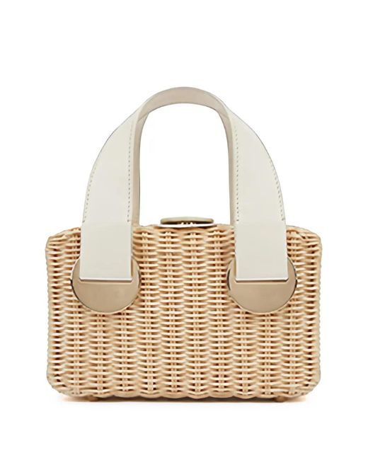 Rodo White Laurelle Wicker Tote Bag