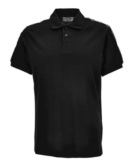 Versace Jeans Couture Black Tape-Detail Polo Shirt for men
