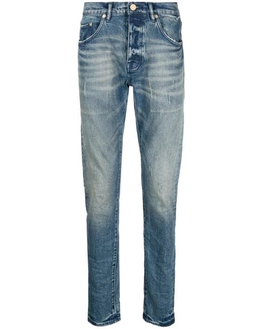 Purple Brand Blue P001 Low-Rise Slim-Leg Jeans for men