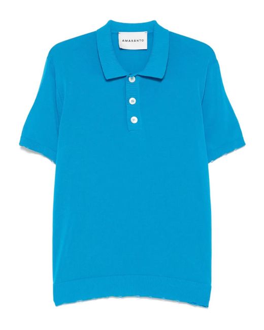 Amaranto Fein Gestricktes Poloshirt in Blue für Herren