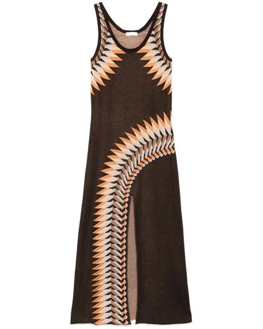 Rabanne Brown Graphic Print Maxi Dress