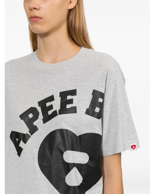 AAPE BY A BATHING AP Gray Heart Logo T-Shirt