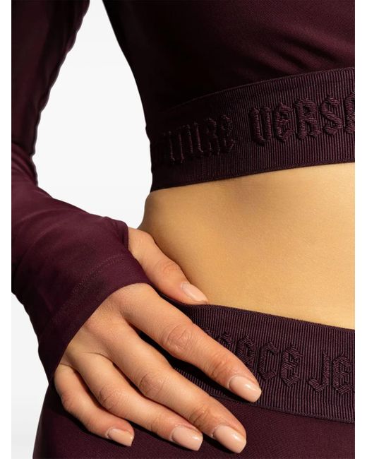 Versace Jeans Couture Purple Logo-Hem Cropped Top