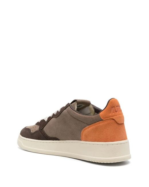 Autry Brown Coffee Low-Top Sneakers With Logo Patch for men