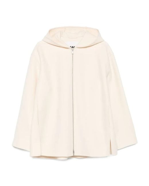 Jil Sander Natural Hooded Zip-Front Jacket