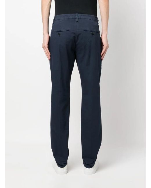 Dondup Blue Mid-Rise Slim-Fit Chinos for men