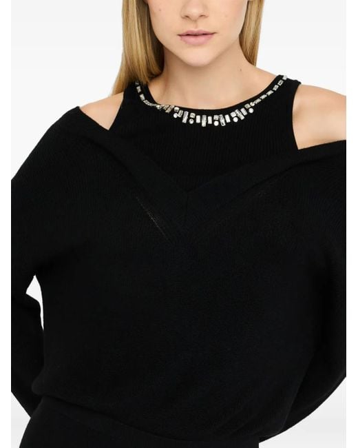 Liu Jo Black Embellished Knit Midi Dress