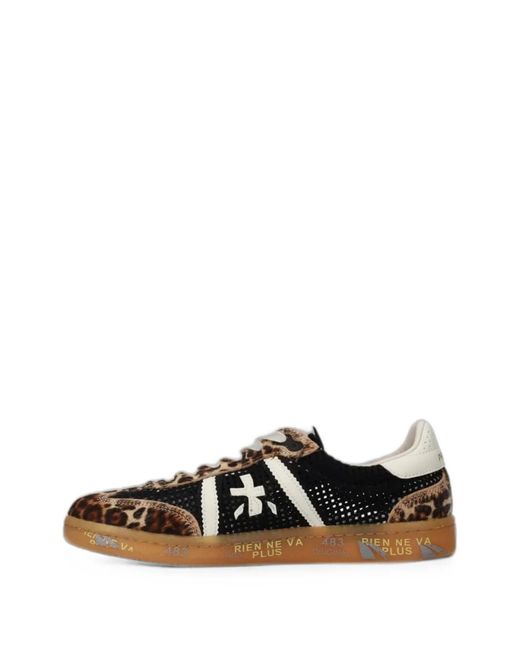Premiata White Bonnie Leopard-Print Sneakers for men