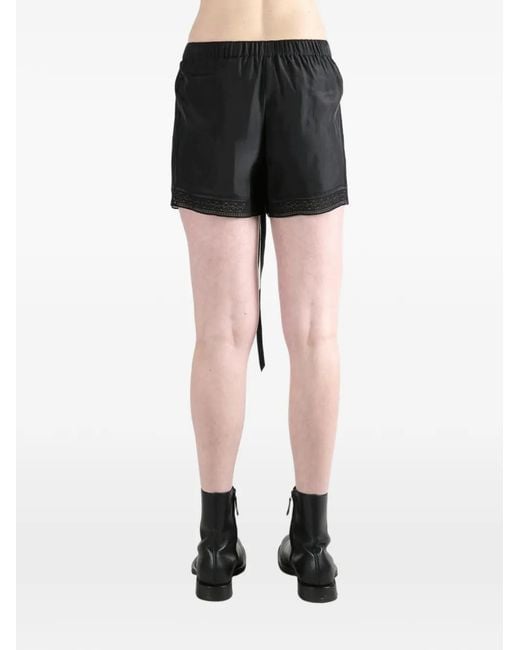 Ann Demeulemeester Black Ante Boxer Lace-Trim Drawstring Shorts