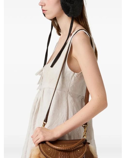 Miu Miu Natural Robe Courte En Lin