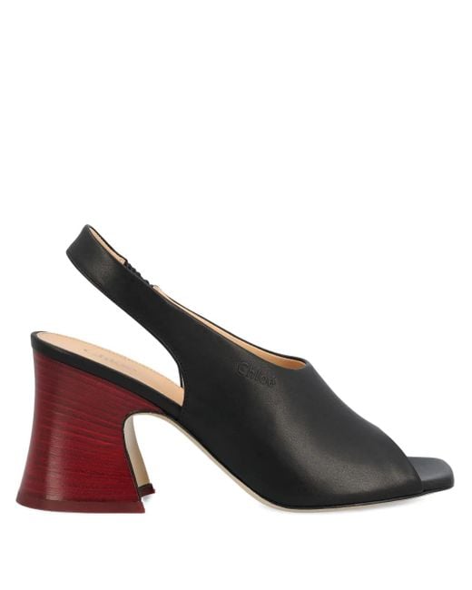 Chloé Black Square-Toe Sandals