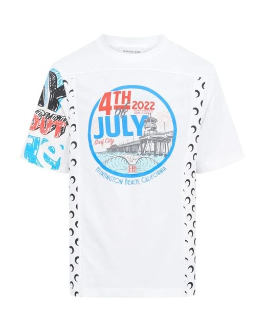 メンズ MARINE SERRE Regenerated グラフィック Tシャツ Blue