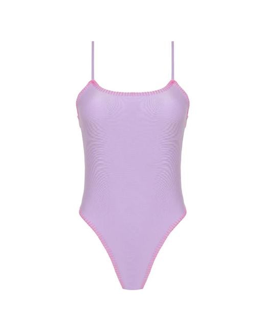 Amir Slama Purple X Tati Barbieri Blanket-Stitched Star-Cutout Swimsuit