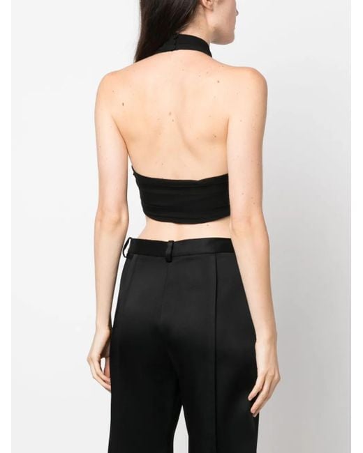 Haut Crop En Soie À Dos Nu Moschino en coloris Black