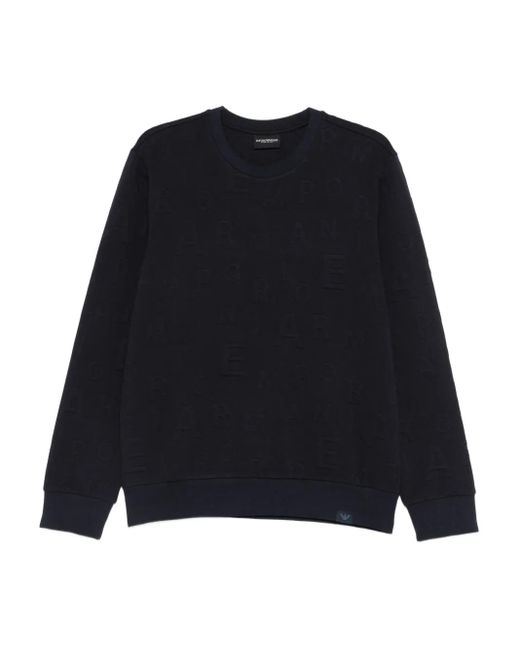 Emporio Armani Men's Black Embossed Crew-Neck Sweatshirt