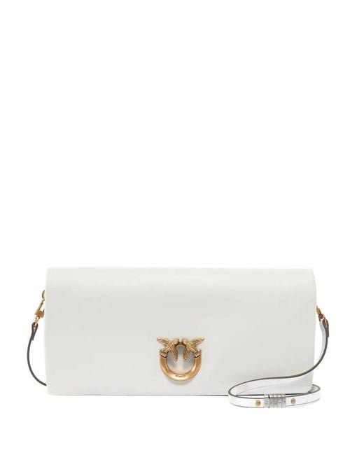 Pinko White Love Click Soft Shoulder Bag