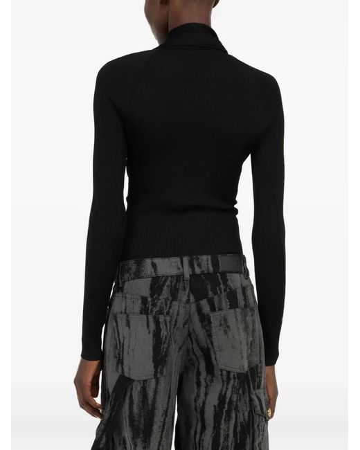 Roberto Cavalli Black Wrap-Over Sweater