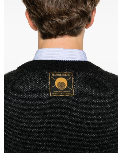 MARINE SERRE Black Moon Argyle Sweater for men