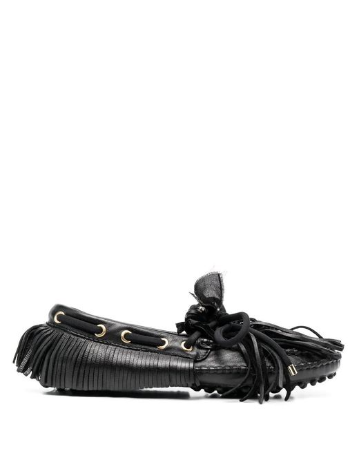 13 09 SR Black Fringed-Leather Loafers