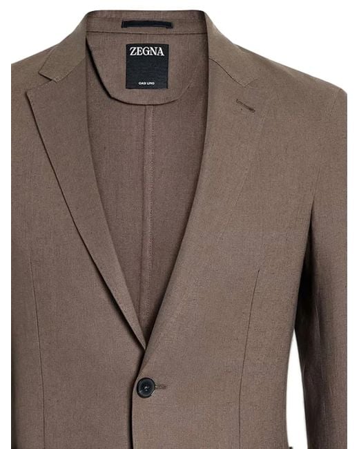 Zegna Brown Two-Button Patch-Pocket Blazer for men