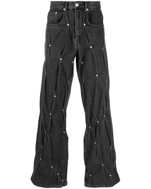 Vaqueros Rectos Multi-Rivet Kusikohc de hombre de color Black