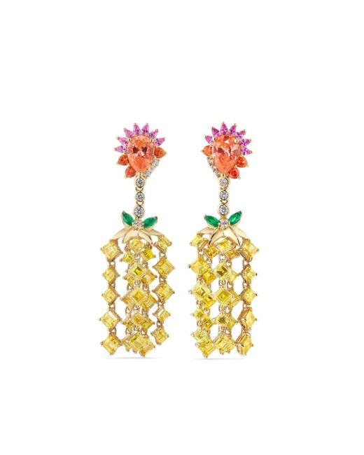 Anabela Chan White 18Kt Pineapple Multi-Stone Earrings