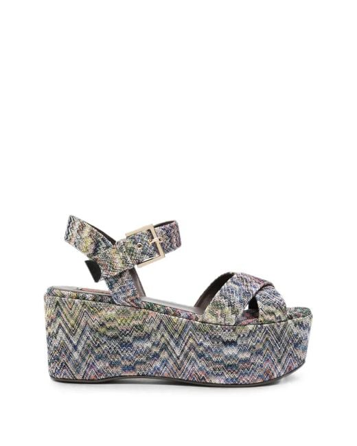 Missoni Gray Zigzag-Knit Platform Sandals