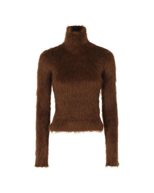 Dondup Brown Fuzzy Roll-Neck Sweater