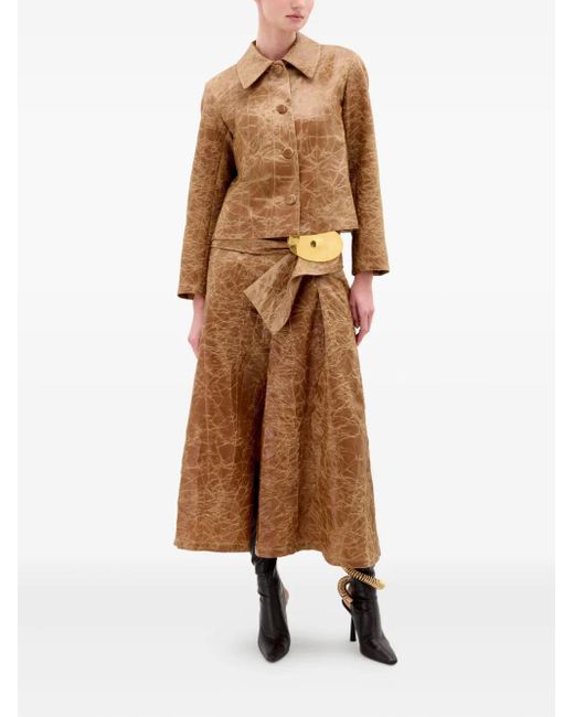 Silvia Tcherassi Brown Columba Crumpled-Effect Jacket