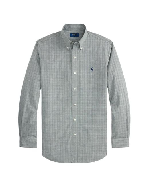 Polo Ralph Lauren Gray Check-Print Logo-Embroidered Shirt for men