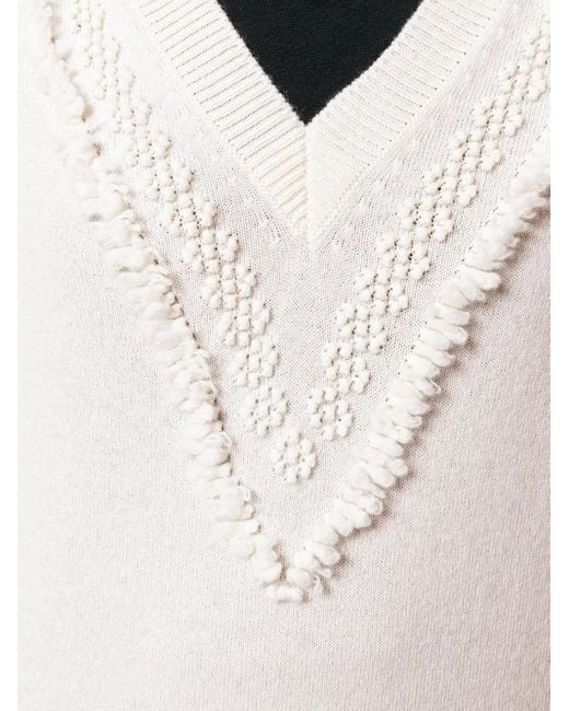 Barrie White Romantic Timeless Cashmere V Neck Pullover