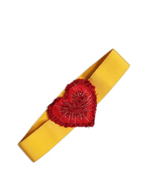 Dolce & Gabbana Orange Heart-Patch Grosgrain Belt