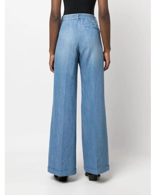 Jacob Cohen Blue High-Waisted Wide-Leg Jeans