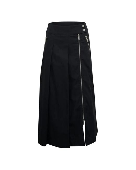 3.1 Phillip Lim Black Zip-Detail Pleated Midi Skirt