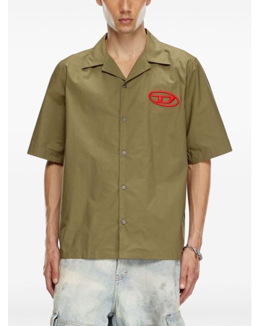 DIESEL S-Mac-C Embroidered-Logo Organic-Cotton Shirt in Green for 