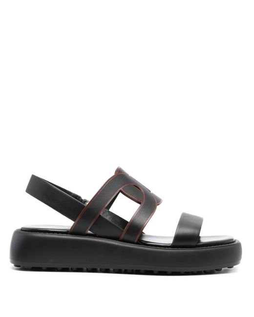 Tod's Black Leather Platform Sandals