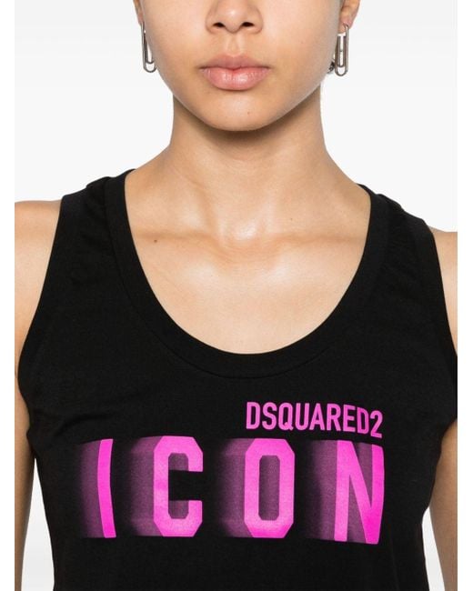 DSquared² Pink Logo-print Cotton Tank Top