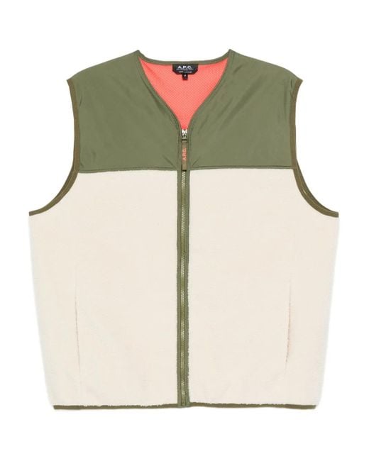 A.P.C. Natural Fleece-Paneled Zip-Up Vest for men