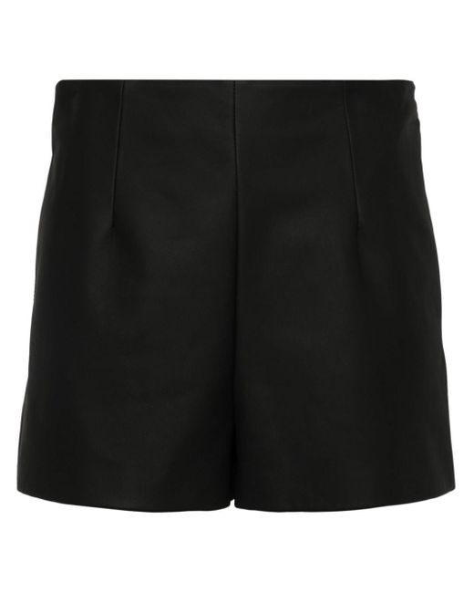 Moschino Black Shorts aus Leder mit Patch