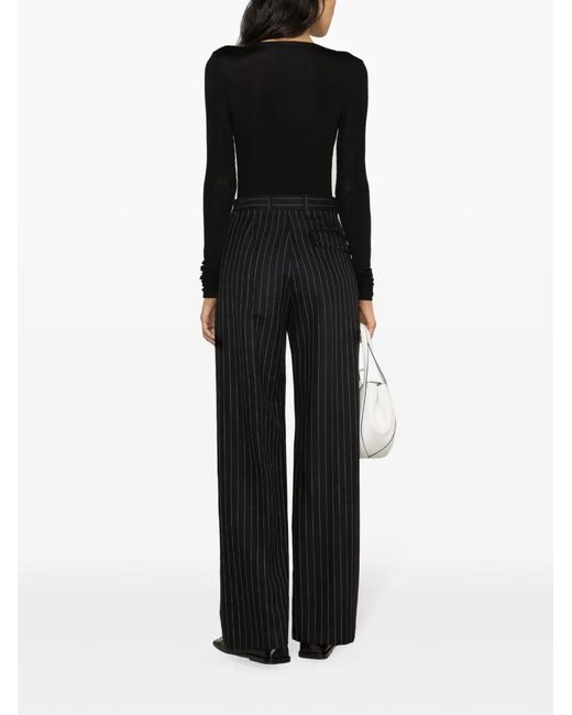 Fabiana Filippi Black Fine-Ribbed Crew-Neck Top