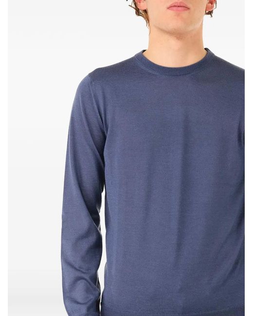 Al Duca D'aosta Blue Ribbed-Trim Long-Sleeve T-Shirt for men