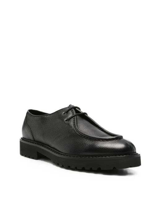 Doucal's Black Grained Leather Derby Shoes for men