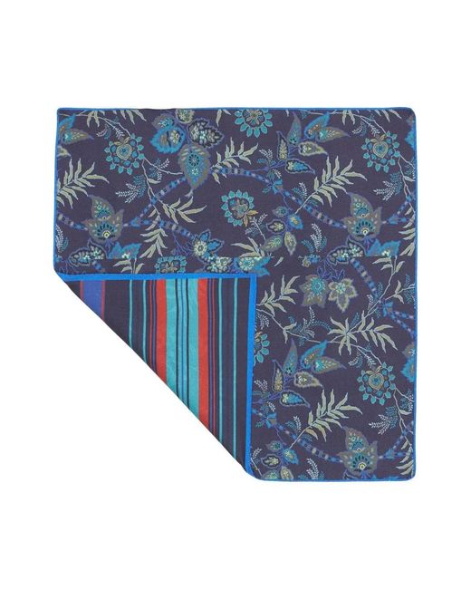 Etro Blue Reversible Pocket Square for men