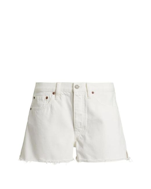 Polo Ralph Lauren White Raw-Cut Denim Shorts