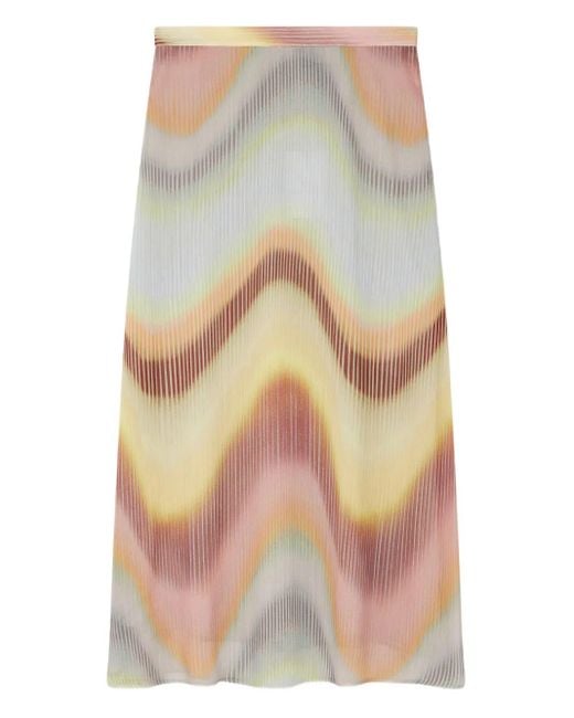 Paul Smith Orange Wave-Pattern Midi Skirt