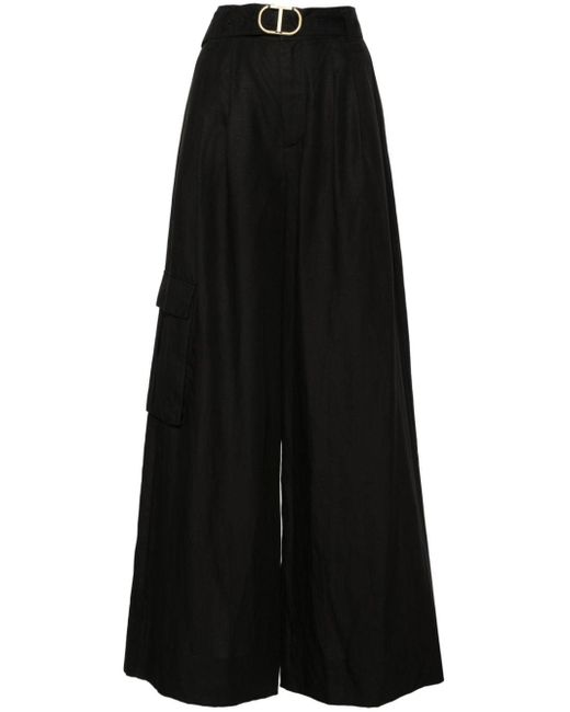 Pantalon ample à taille haute Twin Set en coloris Black