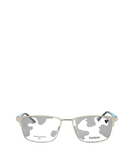 Flexon White Rectangle-Frame Glasses for men